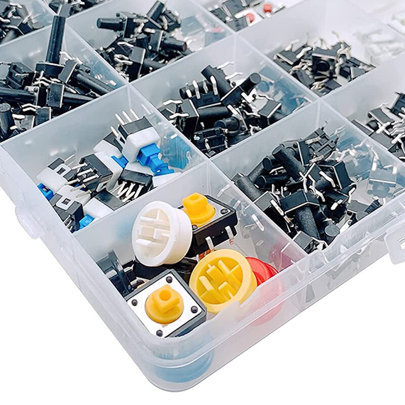 620pcs 32 Values Tactile Push Button Switch SMD Micro Momentary Tact Switch Assortment Kit for Car Remote Control with Box