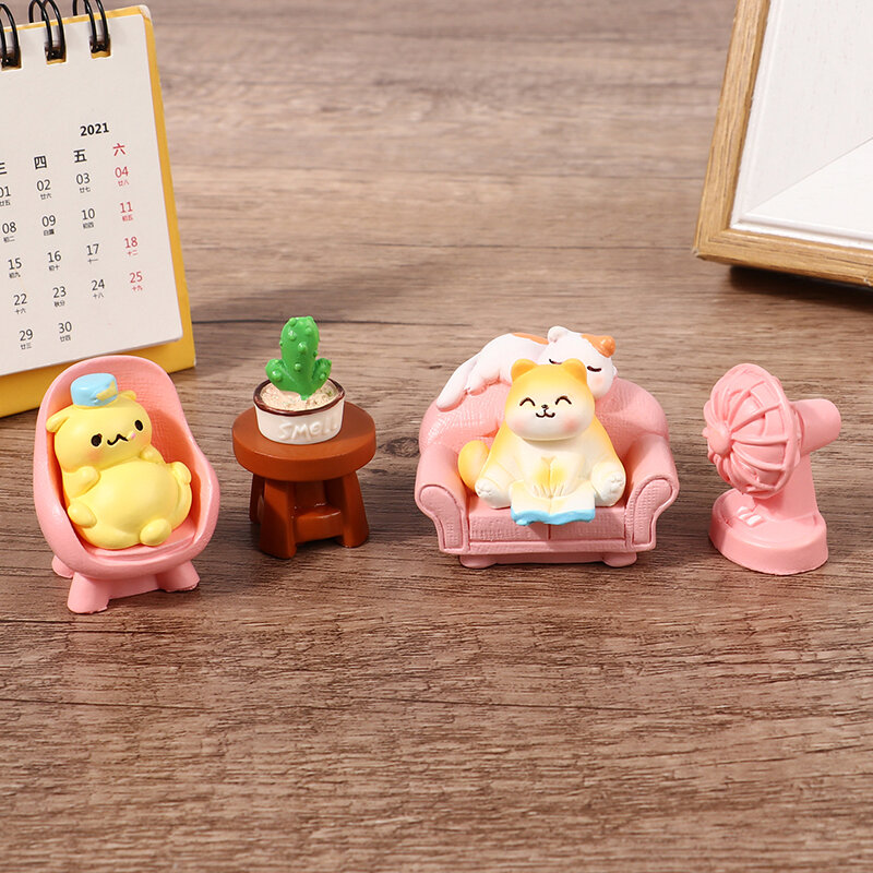 Miniatur kucing Mini lucu, ornamen anak kucing taman peri hadiah mainan kartun anak-anak dekorasi rumah mainan rumah boneka