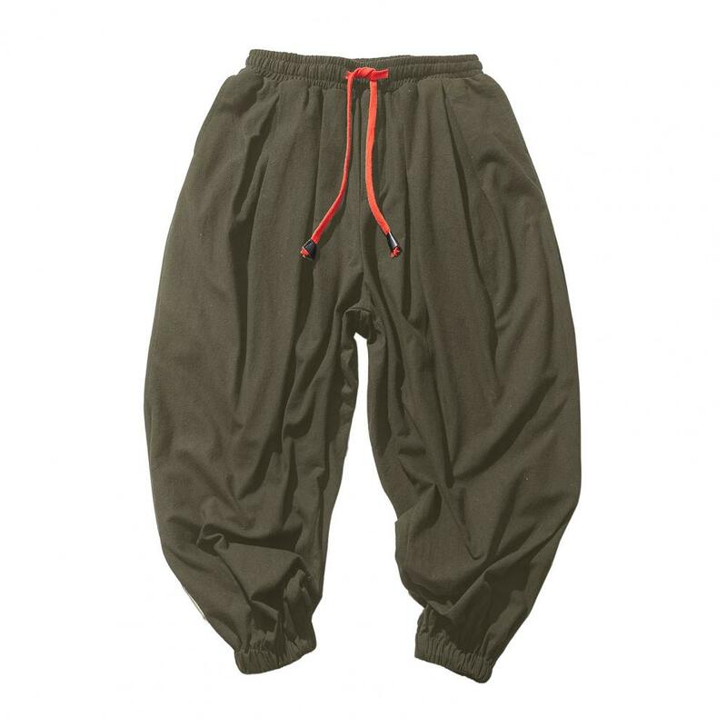 Брюки-султанки мужские с эластичным поясом, однотонные свободные штаны-багги в стиле хип-хоп, с карманами, уличная одежда, летняя уличная одежда