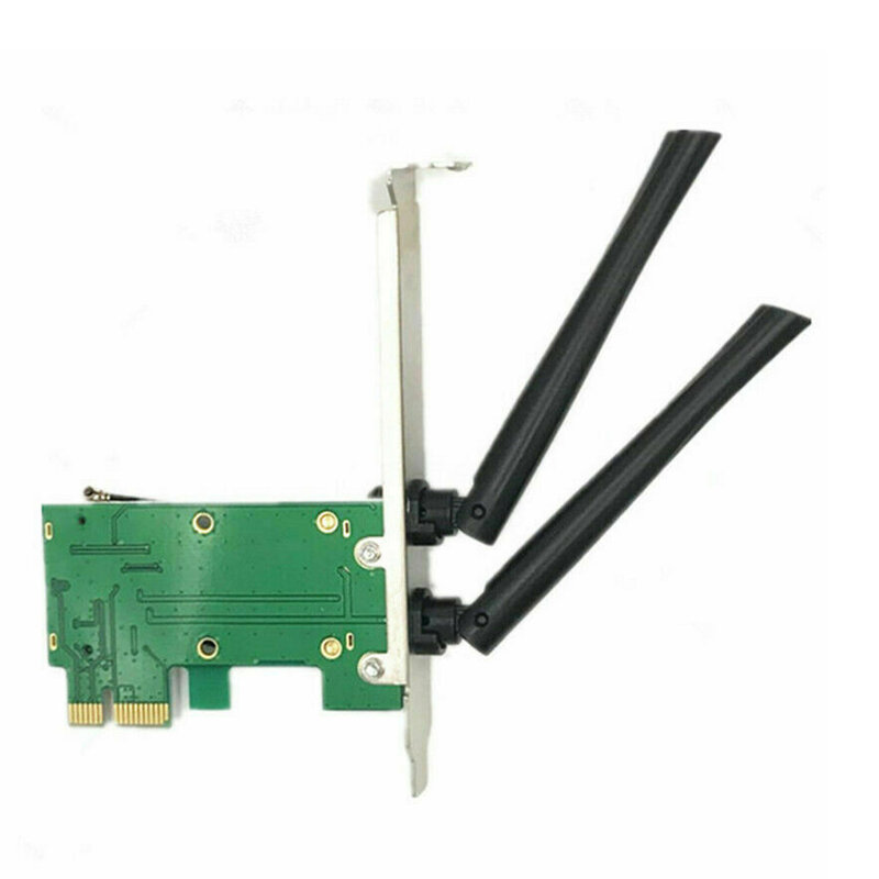 Cartão sem fio Mini PCI-E WiFi, Adaptador Express para PCI-E com 2 Antenas, Externo para PC