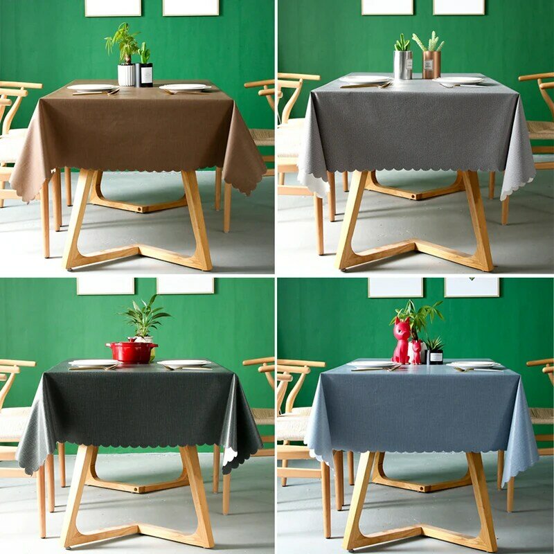 Mantel impermeable decorativo para mesa de comedor, cubierta Rectangular de PVC de Color sólido, a prueba de aceite