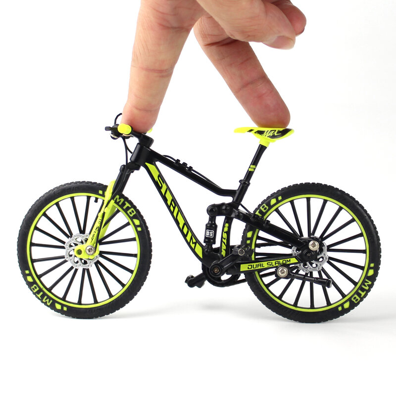 จักรยานอัลลอยด์ขนาดเล็ก1:10ของเล่นสำหรับเด็กจักรยานเสือภูเขานิ้วทำจากโลหะรูปทรงโค้งงอการจำลองบนท้องถนน