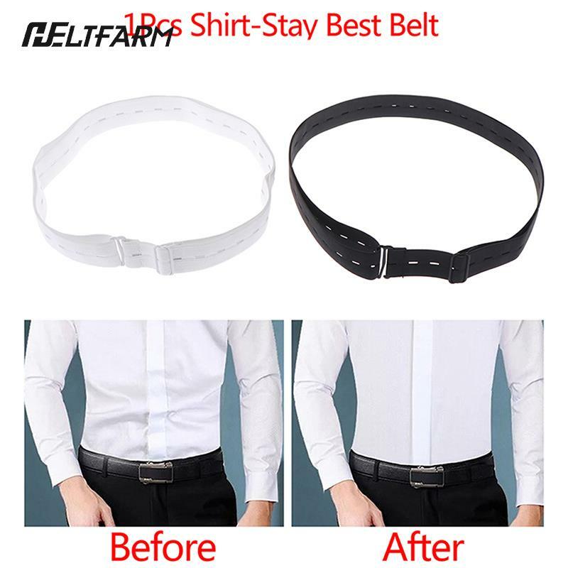 Camisa masculina fique melhor cinto antiderrapante enrugamento-prova camisa titular correias ajustável cinto de bloqueio perto camisa-estadia