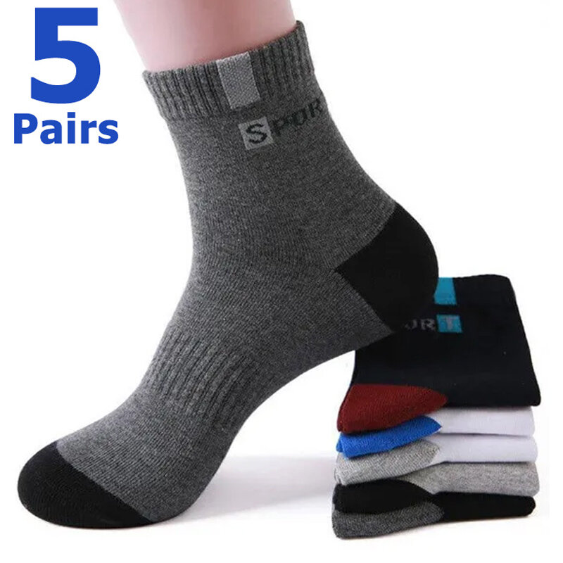 5Pairs/lot High Quality Bamboo Fiber Breathable Deodorant Middle Tube Socks Autumn Winter Cotton Sports Sock Men's Business Sock