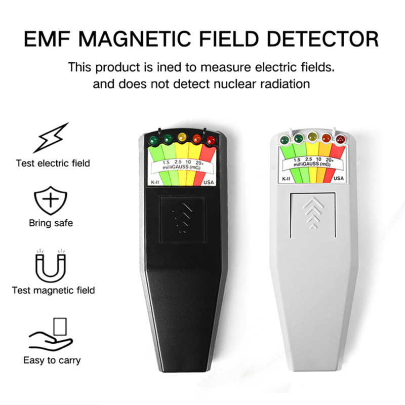 K2 Medan Elektromagnetik EMF Gauss Meter Detektor Berburu Hantu Portabel Detektor Medan Magnet EMF 5 LED Gauss Meter