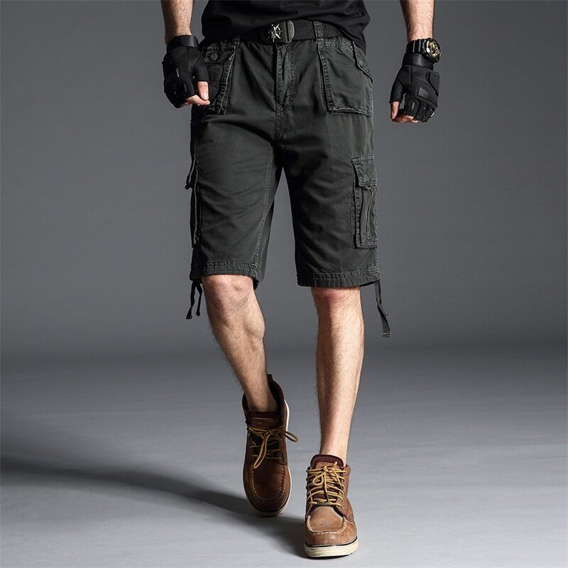 2023 letnia nowa męskie szorty bojówki bawełniana luźna jednokolorowa na co dzień prosta moda Outdoor siłownia krótkie spodnie w stylu Cargo Jogger dla mężczyzn