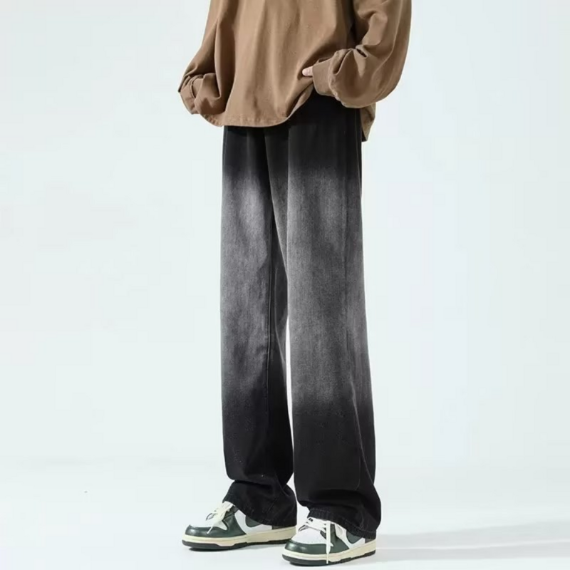Jean cargo à taille élastique pour homme, pantalon long, jambe large, proximité dégradée, wstring, Y2K, streetwear, nouveau