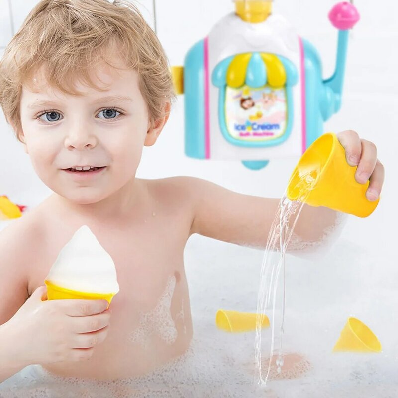 Ice Cream Bubble Machine Baby Bath Accessories Child Plaything Toys Abs Blower Kids