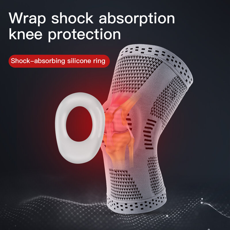 High Elasticity Fitness Basketball Daily Exercise Knee Pads with Silicone Shock Absorption and Sports Protection Elastic Fabric
