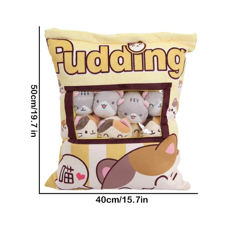 Niedliche Katze Snack Kissen Pudding dekorativ, gefüllt mit Mini Tier Katze Puppen Pudding Plüsch Spielzeug Kawaii Plüsch Kissen Geschenke