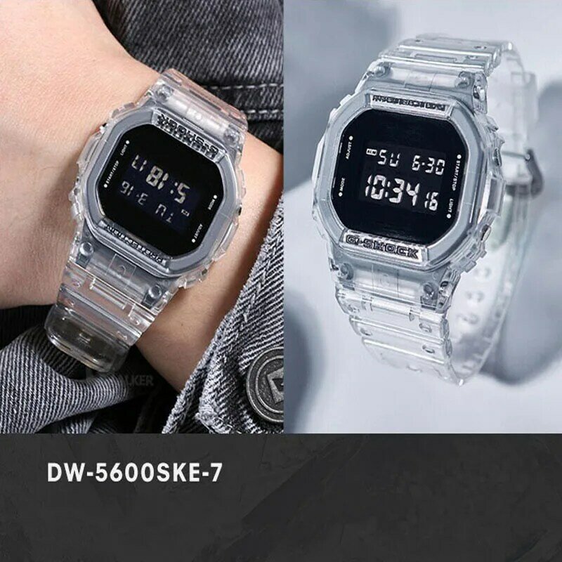 G-SHOCK Relógio de quartzo masculino, DW 5600 relógios, cubo pequeno, multifuncional, esportes ao ar livre, mostrador LED à prova de choque, tela dupla, série
