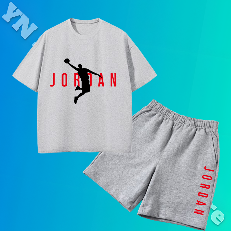 2024 Summer Children's Sports Style O-Neck Cotton T-shirt+Beach Shorts Children's Fashion Loose Set Children Clothing Sets