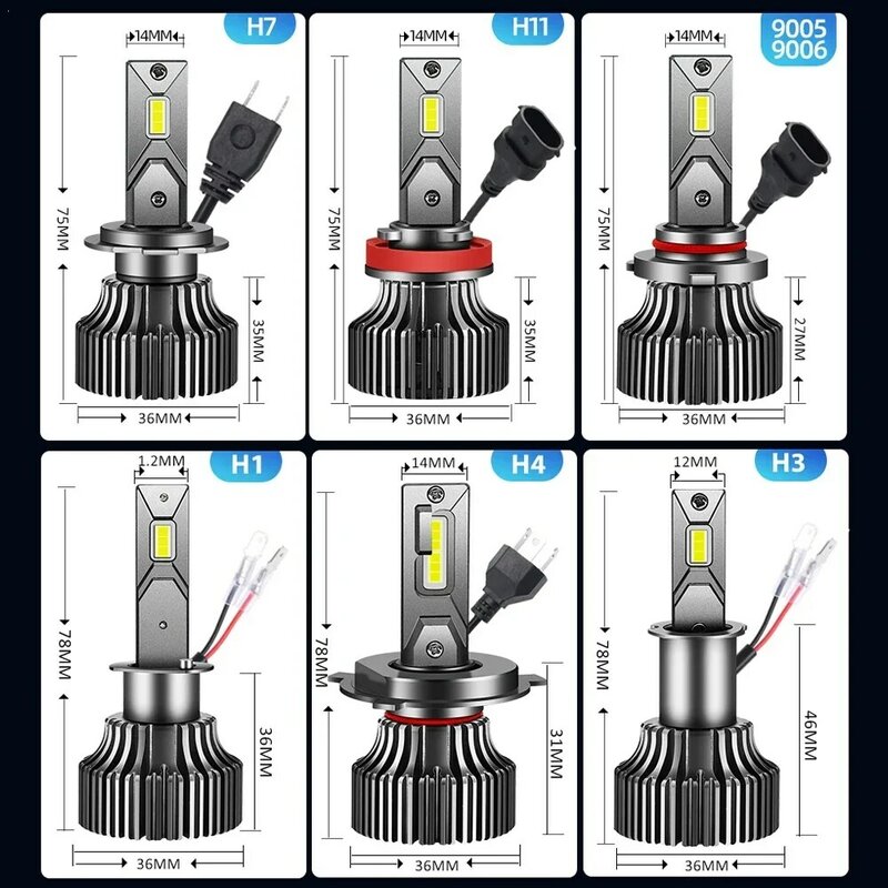 LED-Scheinwerfer LED h7 LED h4 160w 30000lm Canbus h1 h3 h4 h8 h9 h11 6500 hb3 hb4 LED-Lampe k 12v 24v Turbo lampe für Auto