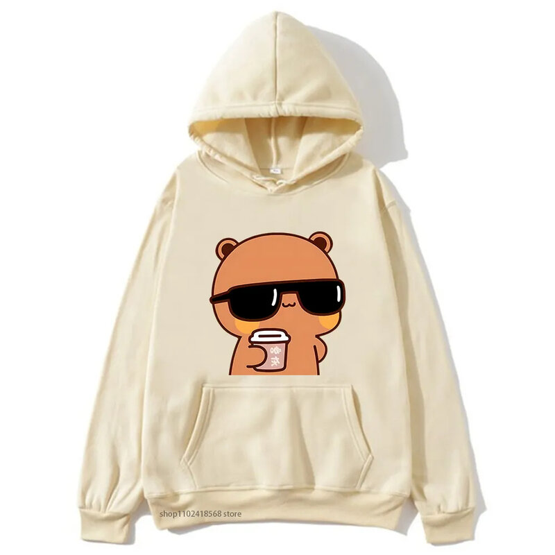 Couple hoodie Boo Boo is watching a movie with a dudu plus size sweatshirt cartoon Kawaii printed jumper Harajuku men and women