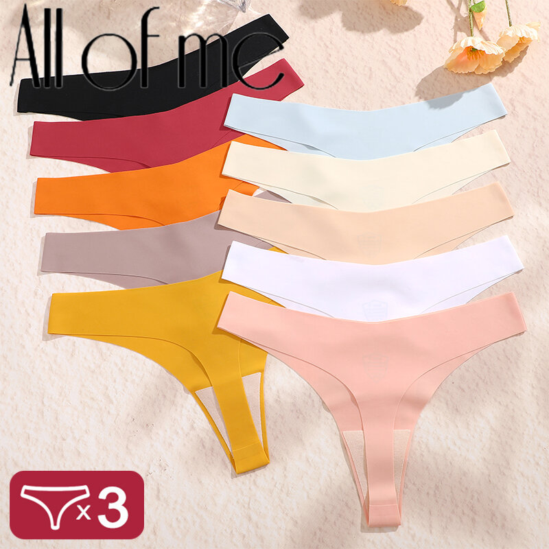 3PCS/SET Sexy G-String Underwear Female T-back Intimates Lingerie Seamless Low Waist Underpants 10 Color Lady Bikini Panty XS-XL