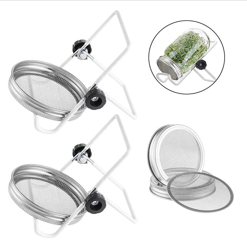 Seed Sprouter Germination Cover Stainless Steel Mesh Screen Strainers Filter Sprouter Mason Canning Jars Sprouting Lid Grow Lid