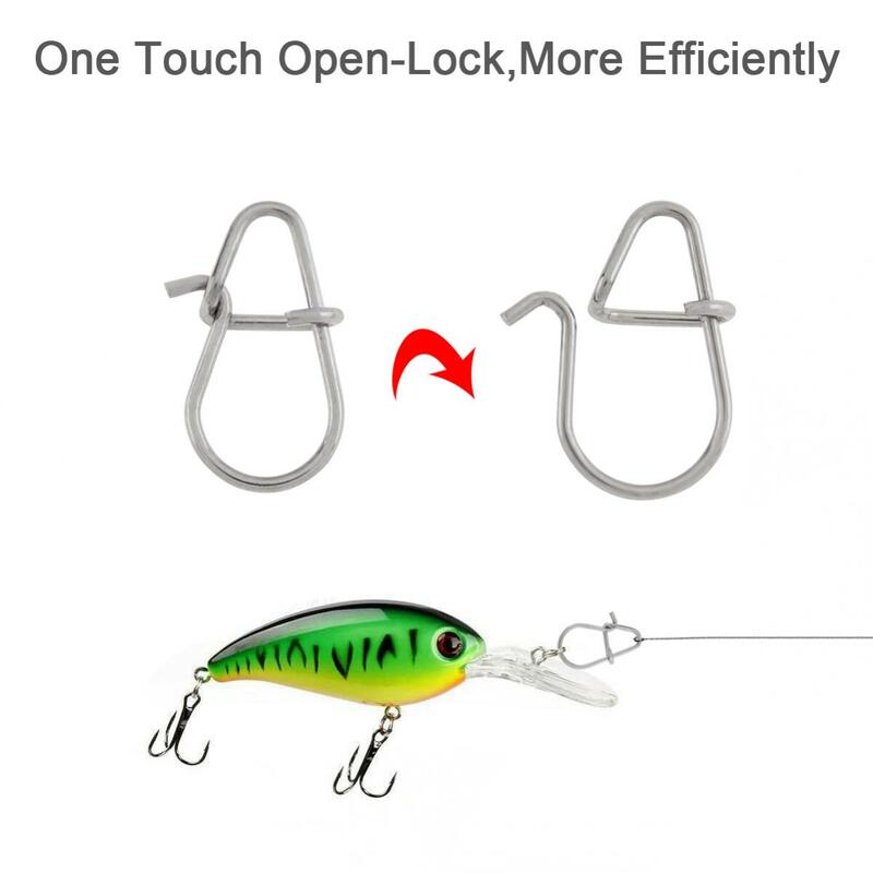 100 pz Size1 #2 #3 # opzionale pesca scatta Clip Lock girevoli forte acciaio inossidabile cambio rapido richiamo Snap Clip da pesca girevoli