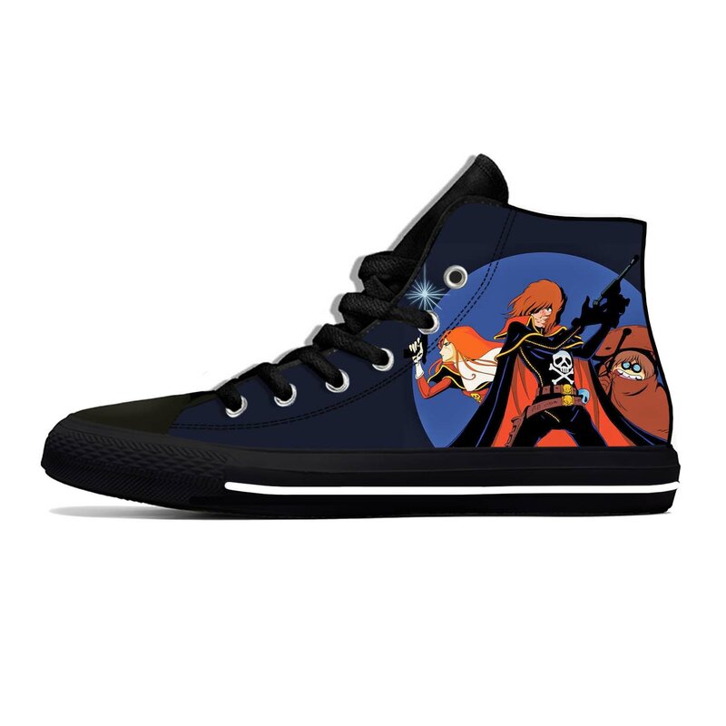 Anime Cartoon Manga kosmiczny pirat kapitan Harlock odzież na co dzień buty wysoki Top lekki oddychający buty sportowe męskie/damskie z nadrukiem 3D