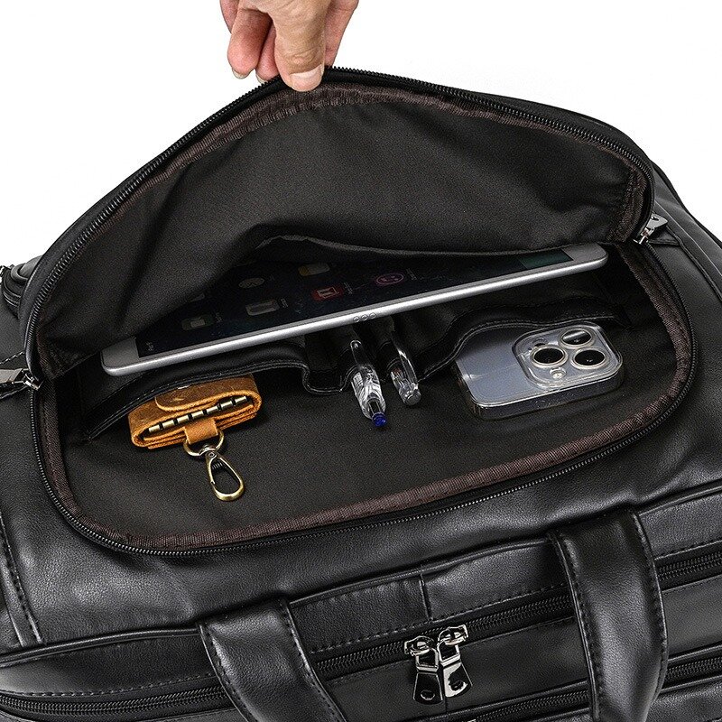 Carteira de couro genuíno para homens, pasta para laptop para escritório, bolsa mensageiro de couro A4, marrom preto e café, M3316