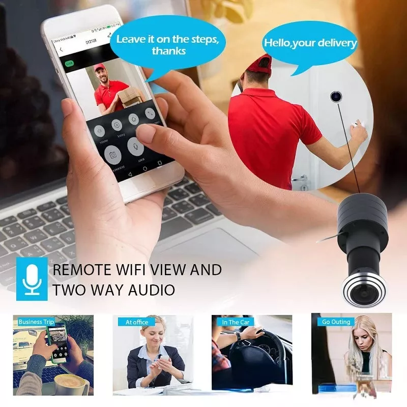 Tuya-Wifi付きスマートビデオカメラ,ホームセキュリティ保護デバイス,ワイヤレスドアビューファインダー