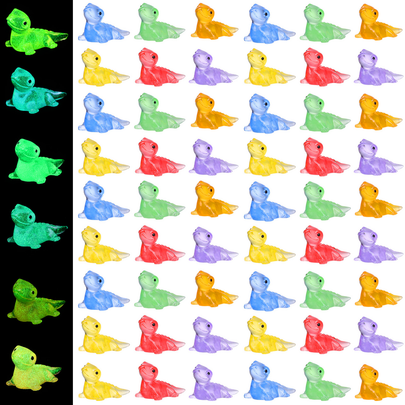 60 szt. Mini gekon malutkie żywiczne zwierzątka dekoracje jaszczurki figurki gadów świecące słodkie wróżki