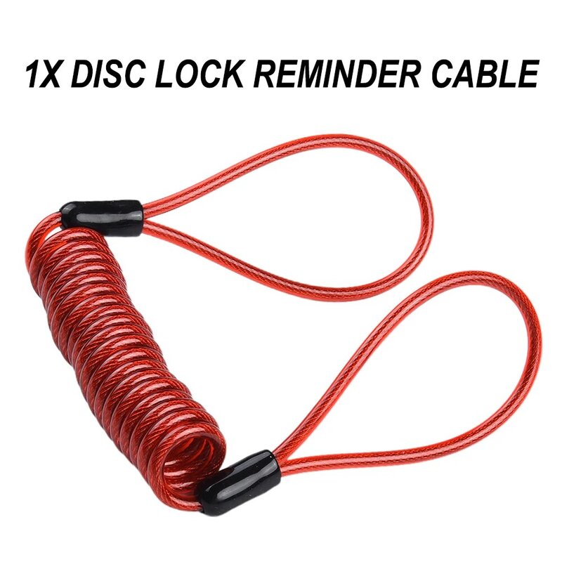 Cable de recordatorio de bloqueo de disco útil, Cable en espiral de 120cm de longitud, seguridad para motocicleta, Scooter, Motor fuera de borda