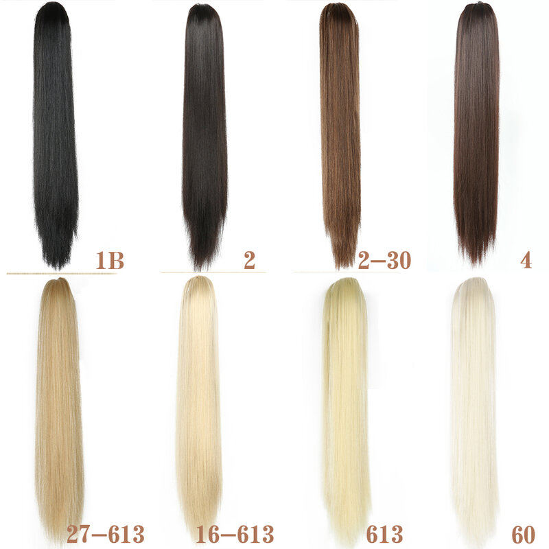 合成24インチストレートポニーテールヘアエクステンション上爪クリップポニーテール延長女性のためのポニーテールの毛かつら