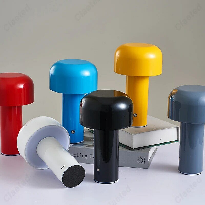 Italian Designer Mushroom Table Lamp Night Light Portable Cordless Touch Rechargeable Decor Lamp USB Bedside Lamp Desktop Lamp