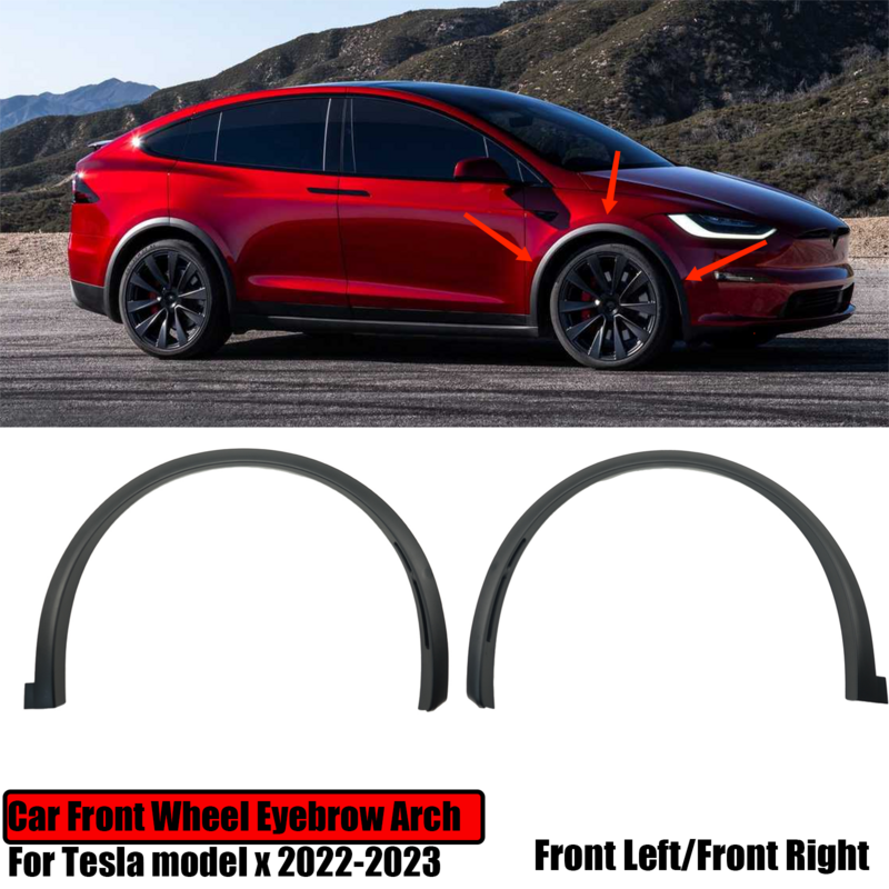 Car Front Wheel Eyebrow Arch Flare Fender Molding Trim Left Right 1078207-00-F 1078209-00-F For Tesla Model X 2022 2023 2024
