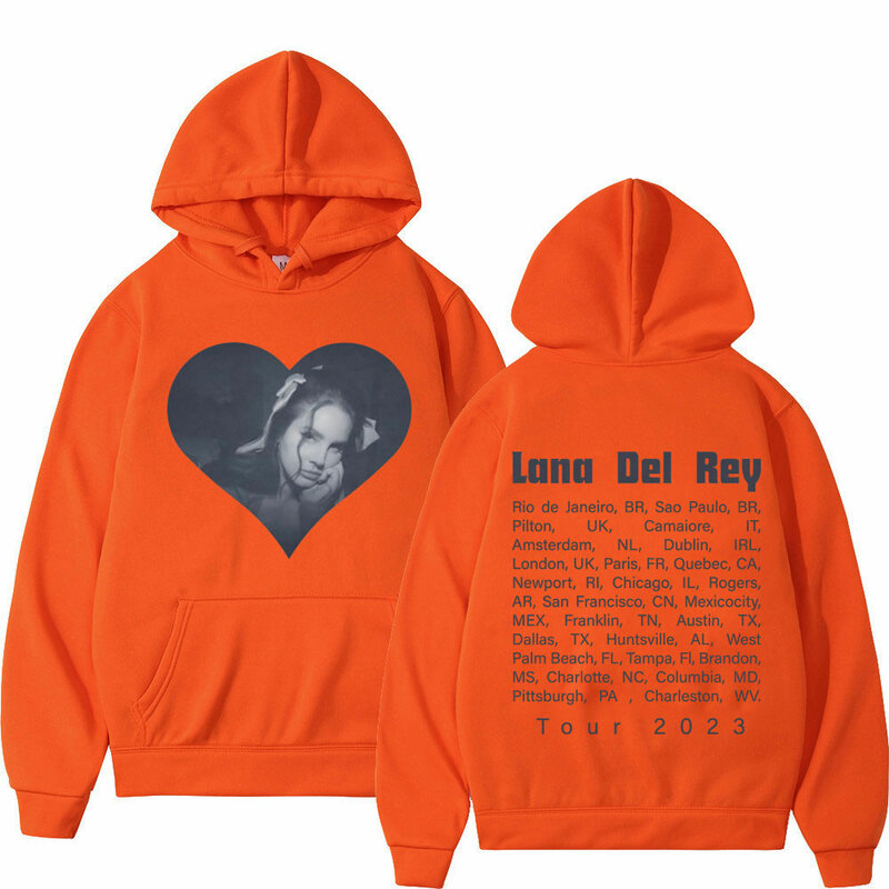 2023 Singer Lana Del Rey Tour Print Hoodies Men Women Hip Hop Vintage Hooded Sweatshirts High Street Fashion Oversized Pullovers