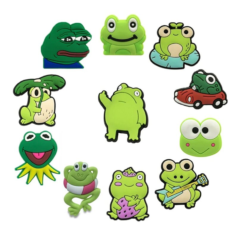 1-11 sztuk zwierzęta kreskówkowe uroki butów śmieszne dumna żaba akcesoria do obuwia Clog dekoracje dla croc jibz Kids Party x-mas prezenty