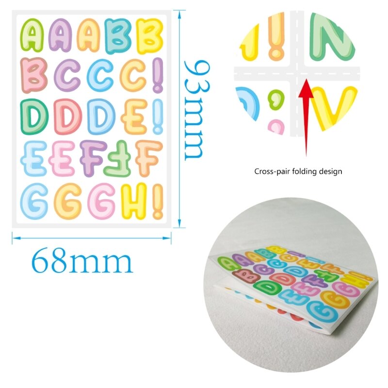 4 Sheets Self-Adhesive Letter Stickers Cartoon Letter Decals-Alphabet Stickers H7EC