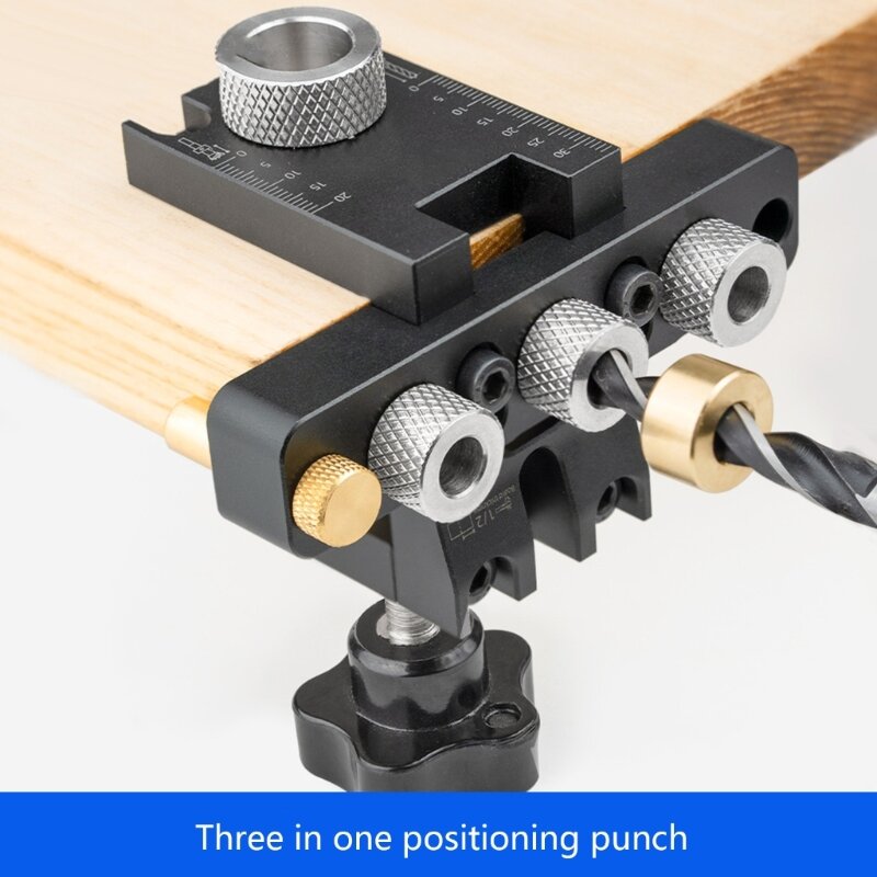 Woodworking Pocket Hole Jig 3 In 1 Adjustable Doweling Jig with 8/15mm Drill Bit Drilling Guide Locator Puncher Drop Shipping
