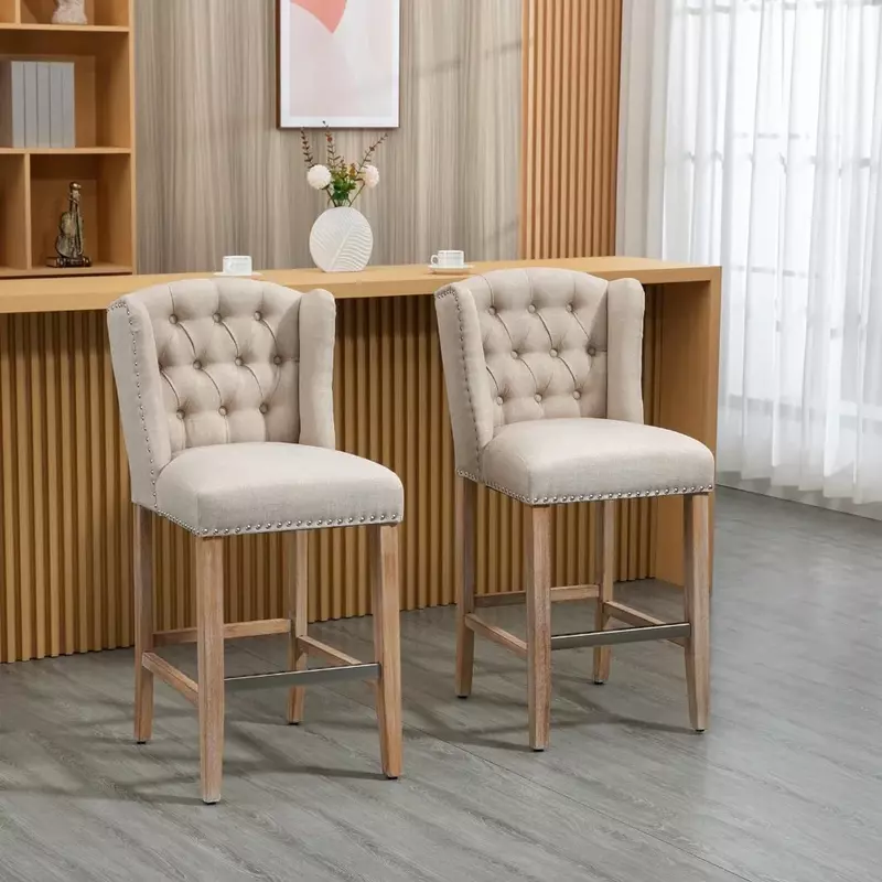 Барный стул с отделкой из сетчатой ткани, барные стулья с обивкой высотой 26,75 дюйма, стулья для завтрака с отделкой из сетчатой ткани, с ворсом сзади