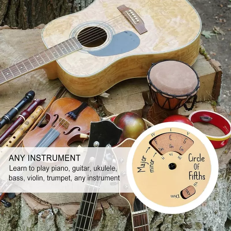 Outil de mélodie circulaire en bois, roue en bois, outil de dos de musique, accessoires d'instruments de musique pour accords de partitions, prédire