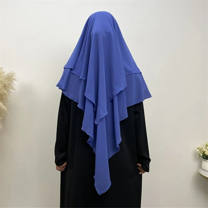 2024 Nieuwe Moslim Vrouwen Gebedsjurk Hijab Lange Sjaal Abaya Grote Overhead Gewaad Kleding Chiffon Effen Lange Khimar Eid Ramadan
