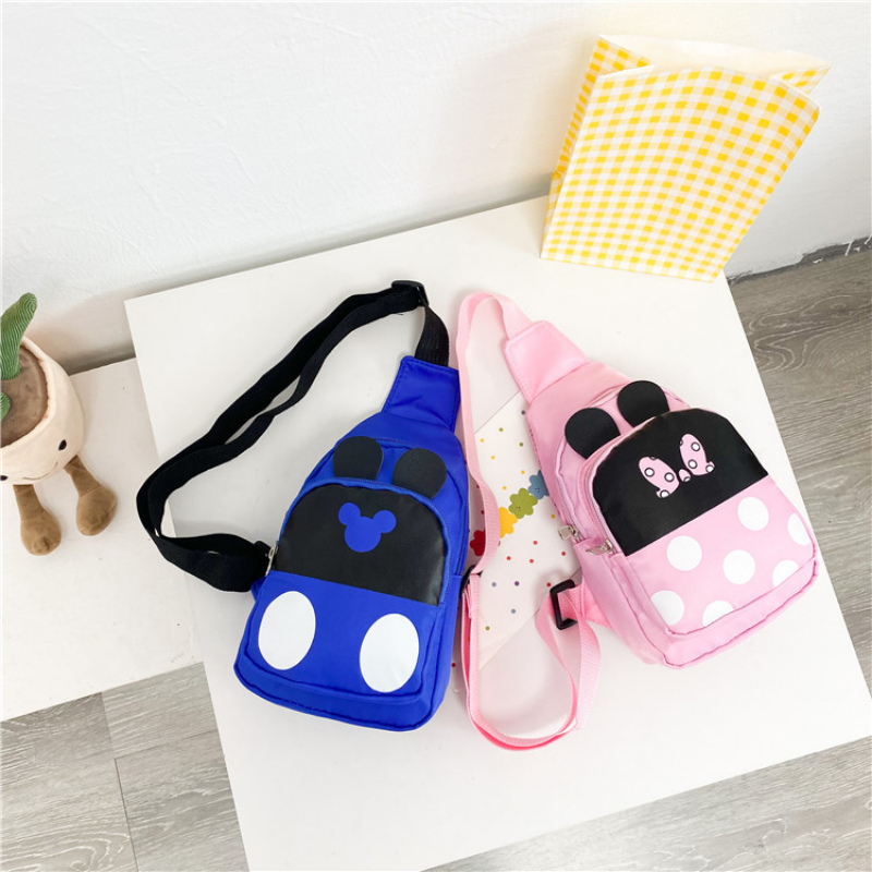 Новинка 2023, детская милая сумка-мессенджер Disney с мультяшным Микки и Минни, модная прогулочная нагрудная сумка для мальчиков, легкий рюкзак для девочек