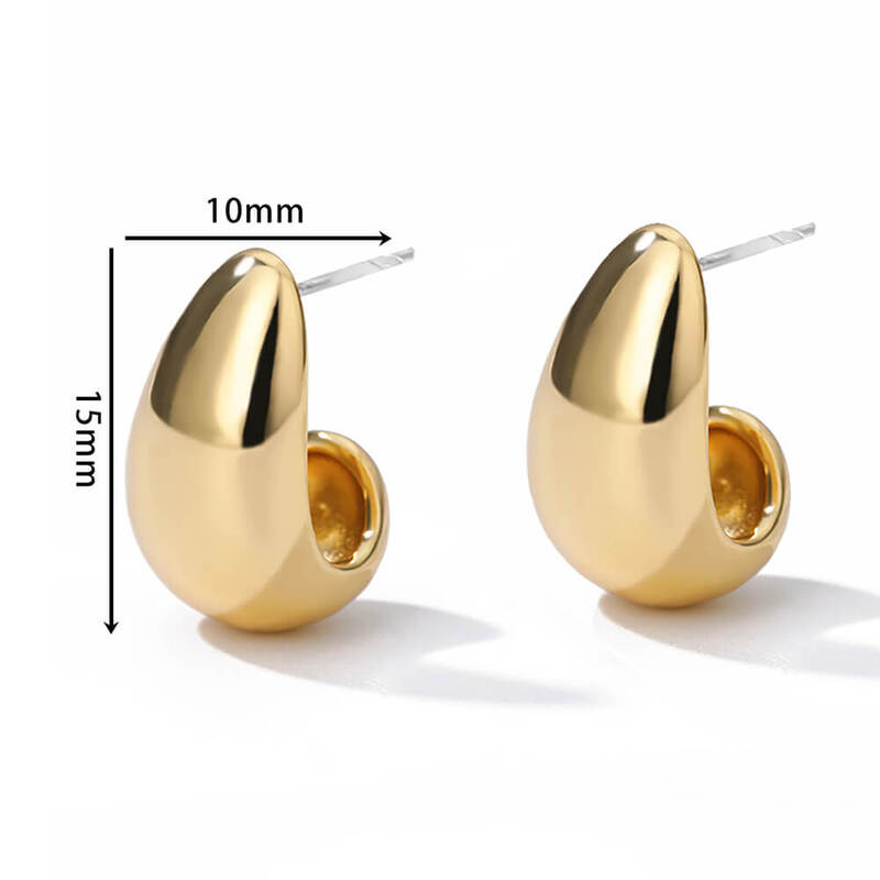 Vintage Chunky Dome Drop Earrings For Women Gold Color Stainless Steel Thick Teardrop Earring Valentine's Wedding Jewelry Gift