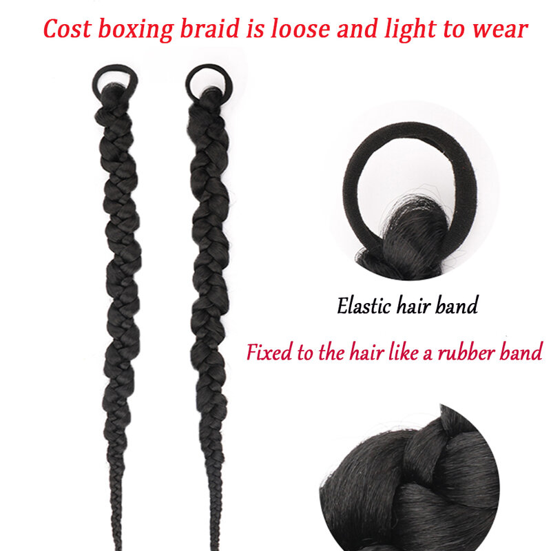 Extensões sintéticas do cabelo do rabo de cavalo da trança da torção peruca, trança do boxe, trança suja, estilo chinês, fêmea