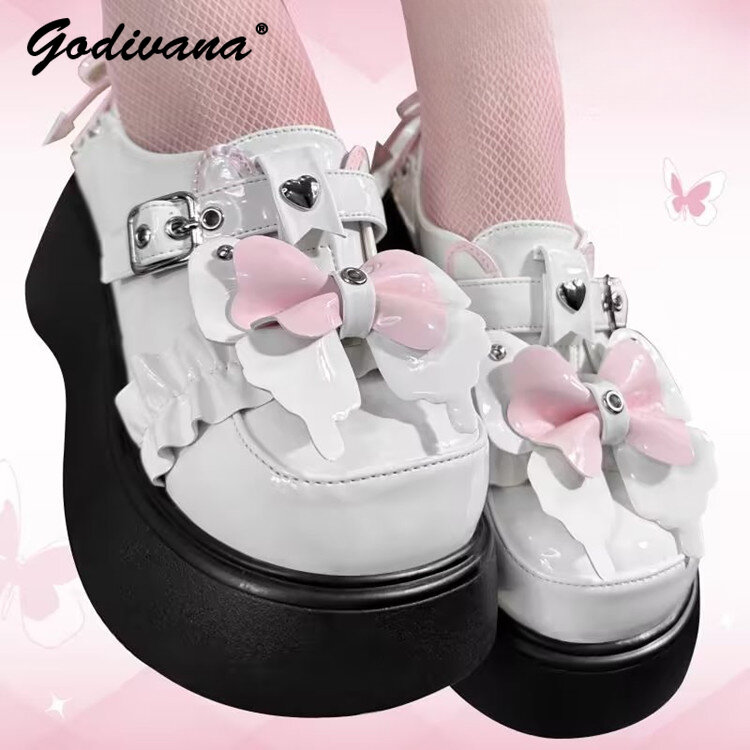 Original Design Lolita Student Female Shoes New Spring Sweet Cool Hot Girl Punk Thick Bottom Round Head Pumps Women Shoes
