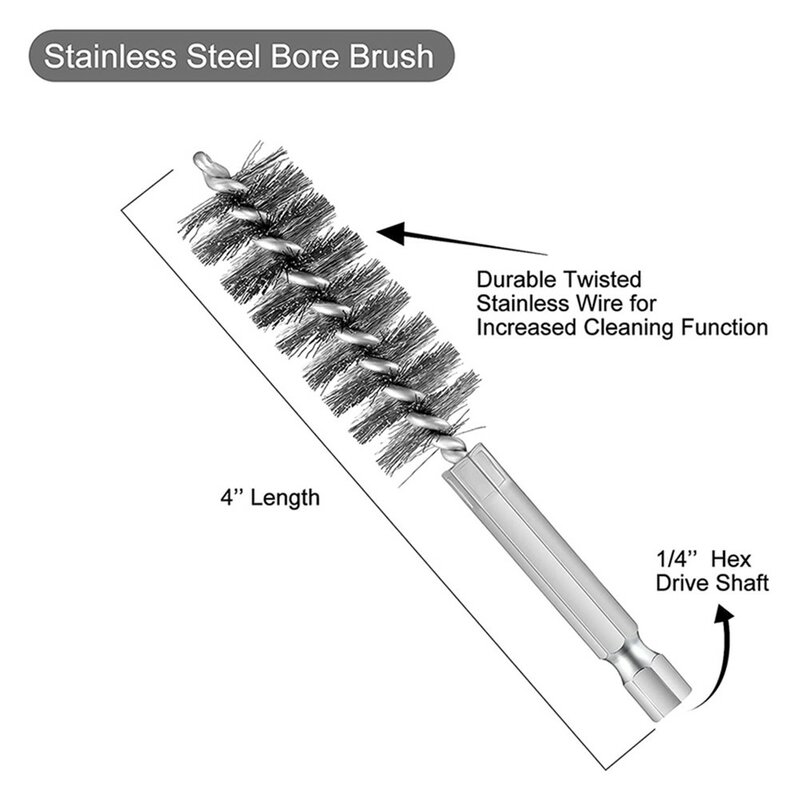 Set di spazzole per la pulizia del foro della spazzola con foro per filo da 6 pezzi spazzola ritorta in filo di acciaio inossidabile per trapano a percussione