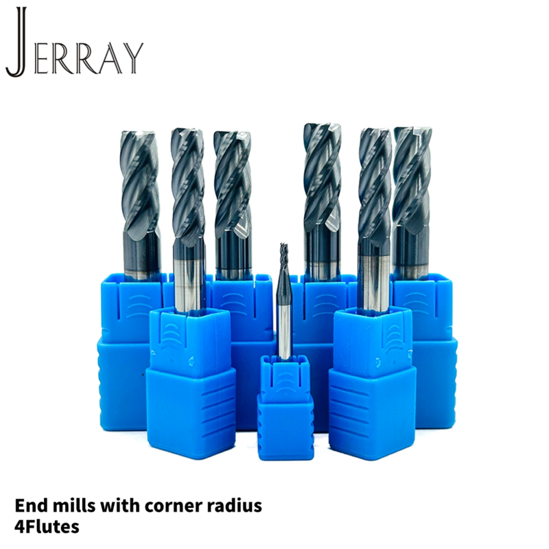 HRC45 4Flutes Tungsten carbide flat End Mill with Corner Radius CNC R Bull Nose Milling Cutter Metal Router bits for wood steel