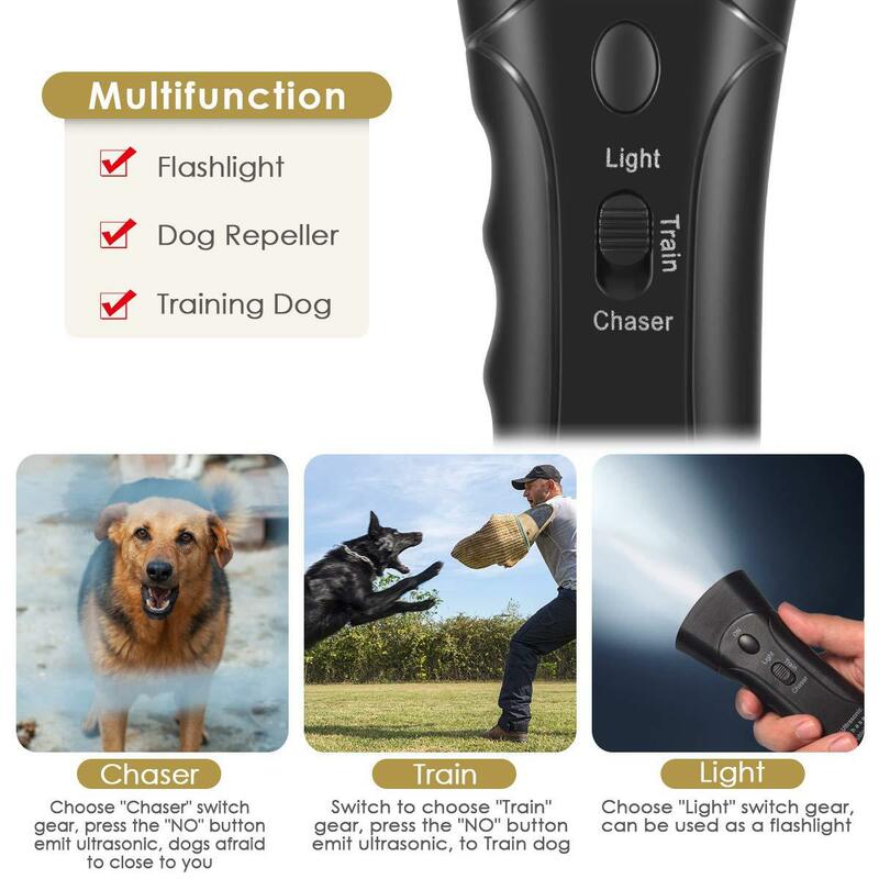 Odstraszacz psów repelenty psy ultradźwiękowe odstraszacze kory sprzęt treningowy Anti Barking Stop kora odstraszacze latarka Led