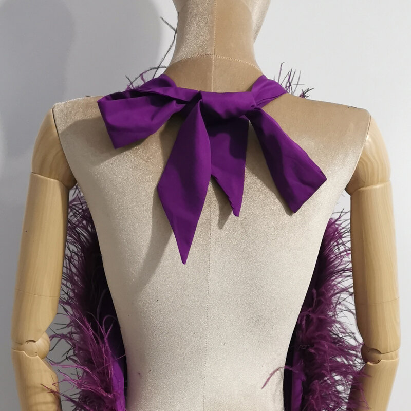 女性のための多用途でセクシーなダチョウの髪のホルタードレス,ロングカットとサテンの生地で作られたスカート,長さ88cm,新しいコレクション100%