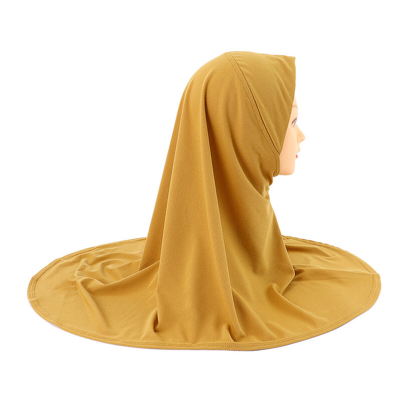 Большой размер, молитвенный хиджаб для девочек, детский цельнокроеный хиджаб Amira, мусульманский хиджаб, простой тянущийся исламский шарф, головная повязка, аксессуары