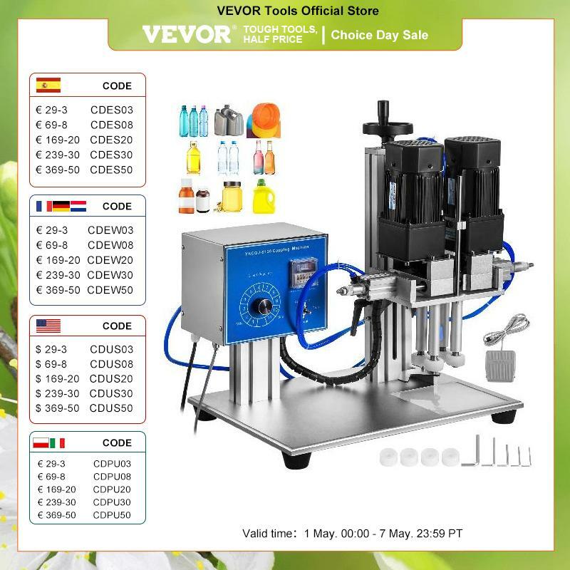 VEVOR Desktop Automatic Screw Capping Machine 16 - 55 MM Pneumatic Stainless Steel Twist Sealing Screw Capper for Round Bottles