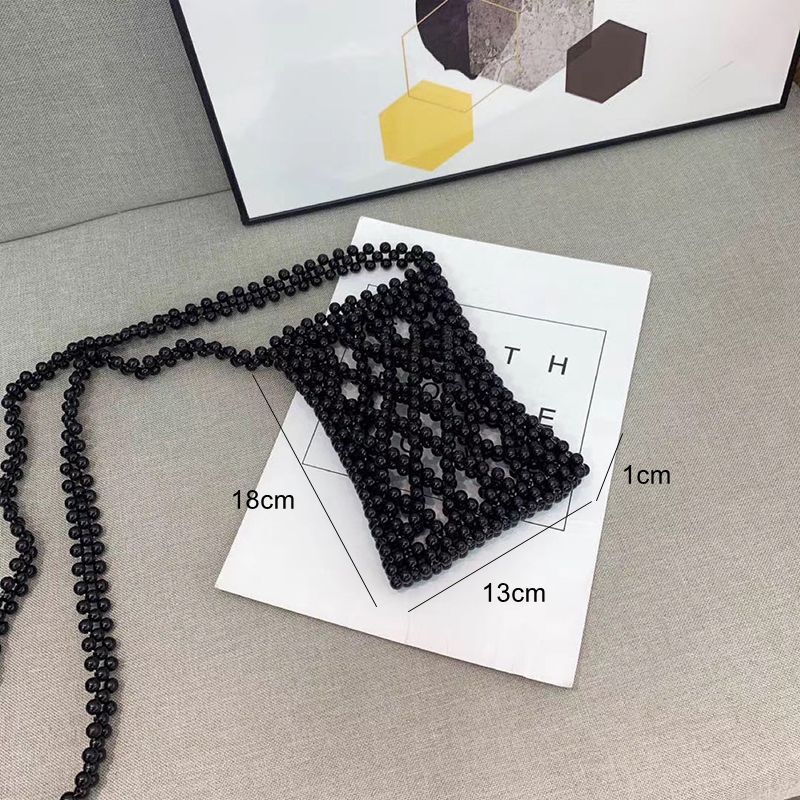 Lingge-Mini bolso cruzado de gelatina con cuentas para teléfono móvil, bolsa pequeña hecha a mano con perlas huecas transparentes, 2022