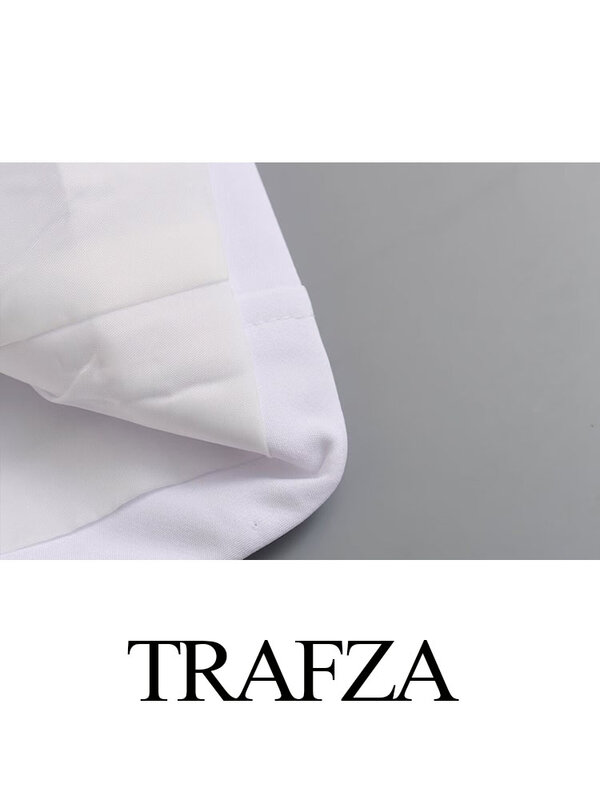 Trafza-女性のためのシックなダブルブレストブレザー,フラップダウンカラー,長袖,ボタン,女性のコート,オフィス,白,ファッション,夏