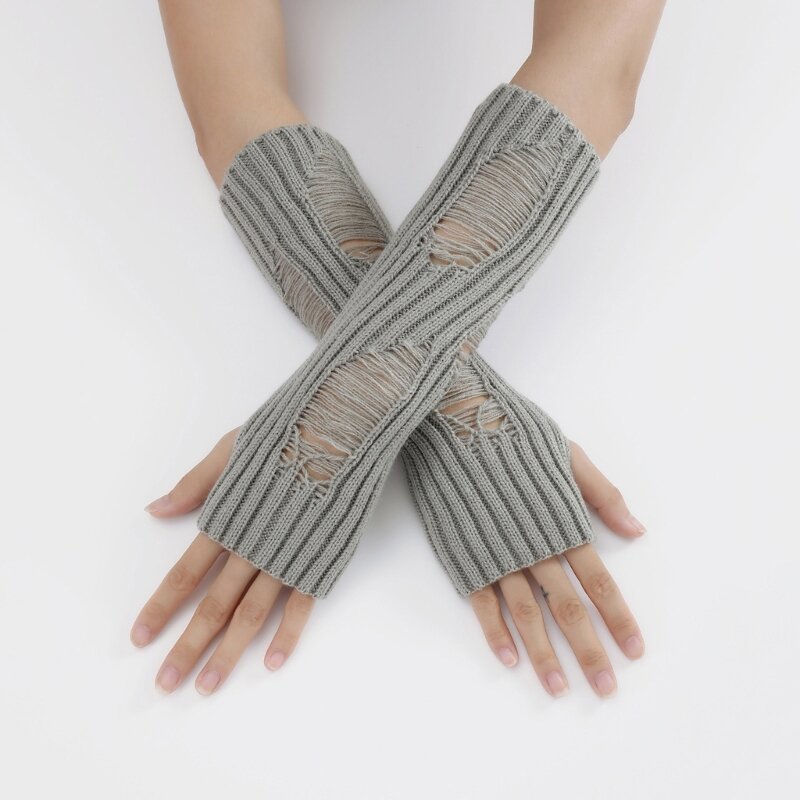 Găng tay giữ ấm mùa đông Găng tay đan nửa ngón tay có lỗ hở cho thanh thiếu niên trưởng thành