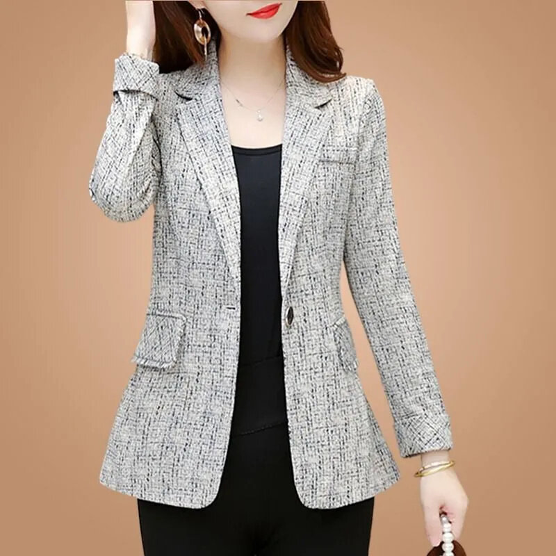 Новинка весна-осень 2023 женский корейский маленький костюм пальто для мамы среднего возраста темпераментная Модная приталенная Маленькая мужская костюм в иностранном стиле топ